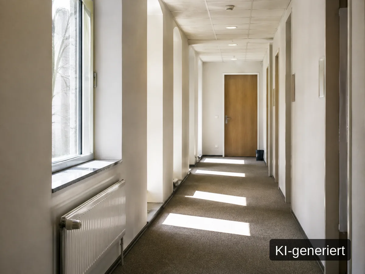 Leerer Flur vor einem Besprechungsraum, Bild mit KI erstellt