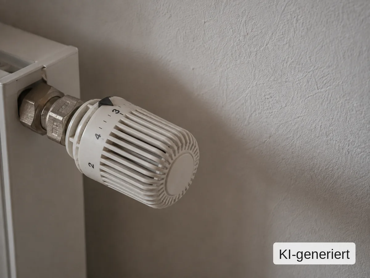 Ein Heizkörperthermostat an einer Wand, Bild mit KI erstellt